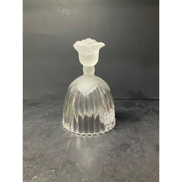 Goebel Crystal "Mother" Glass Bell, Vintage 1979, 5.75"‎ H, Rose Frosted Design - Picture 2 of 9